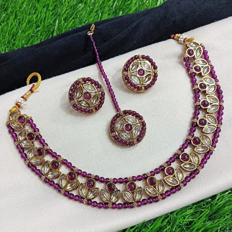 Everlasting Quality Jewels Gold Plated Kundan  Stone Necklace Set