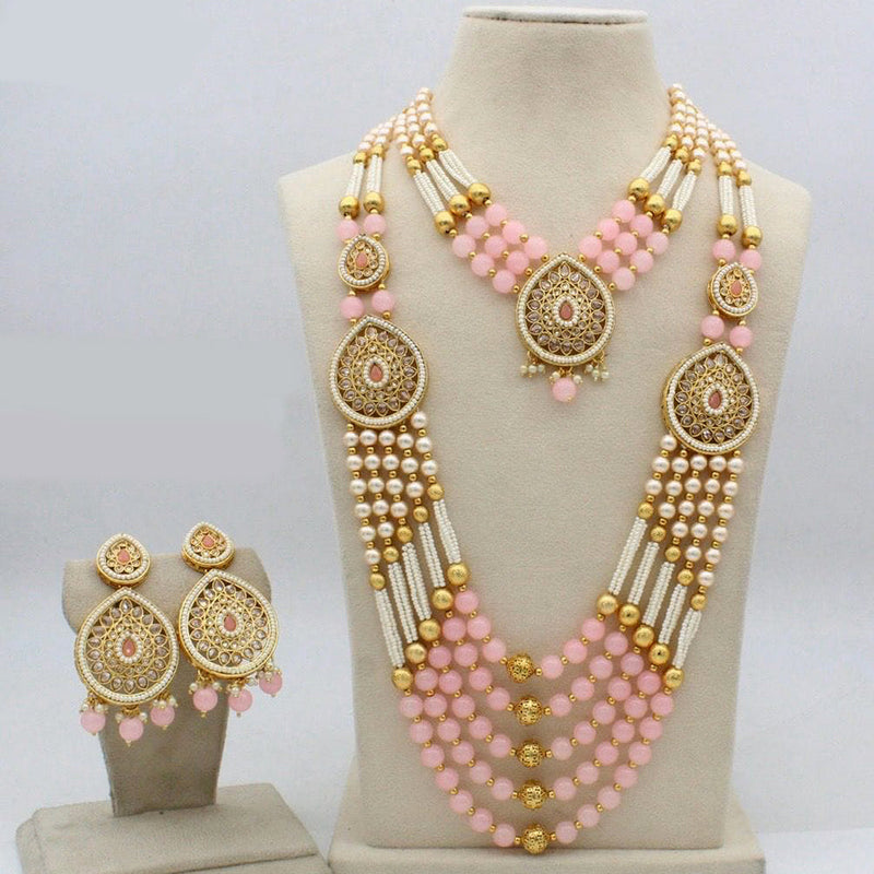 Everlasting Quality Jewels Gold Plated Crystal Stone Double Necklace Set
