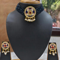 Everlasting Quality Jewels Gold Plated Kundan And Beads Choker Necklace Set