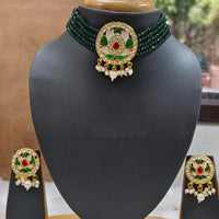 Everlasting Quality Jewels Gold Plated Kundan And Beads Choker Necklace Set