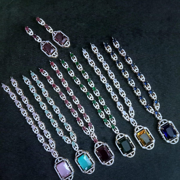 Everlasting Quality Jewels Silver Plated AD Necklace Set (Piece 1 Only)