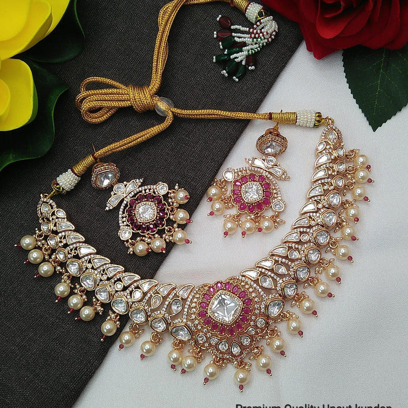 Everlasting Quality Jewels Gold Plated Kundan Choker Necklace Set