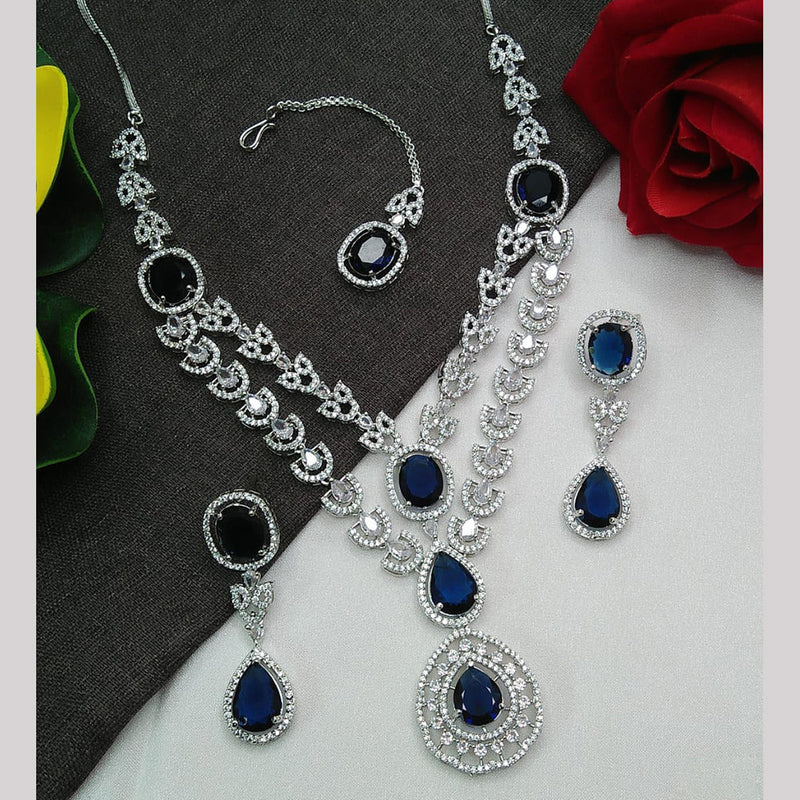 Everlasting Quality Jewels Silver Plated AD Necklace Set