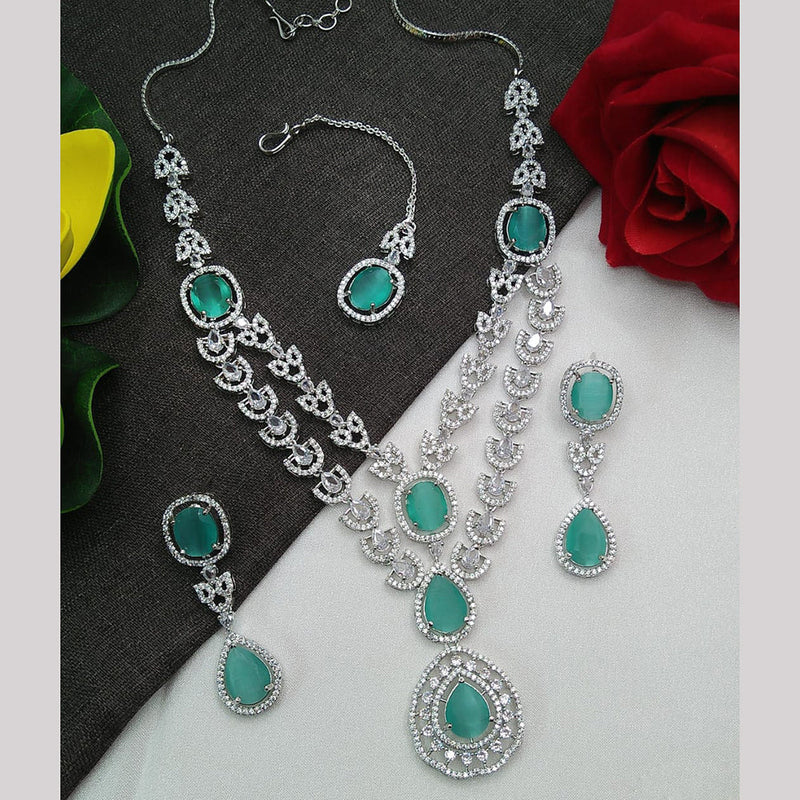 Everlasting Quality Jewels Silver Plated AD Necklace Set