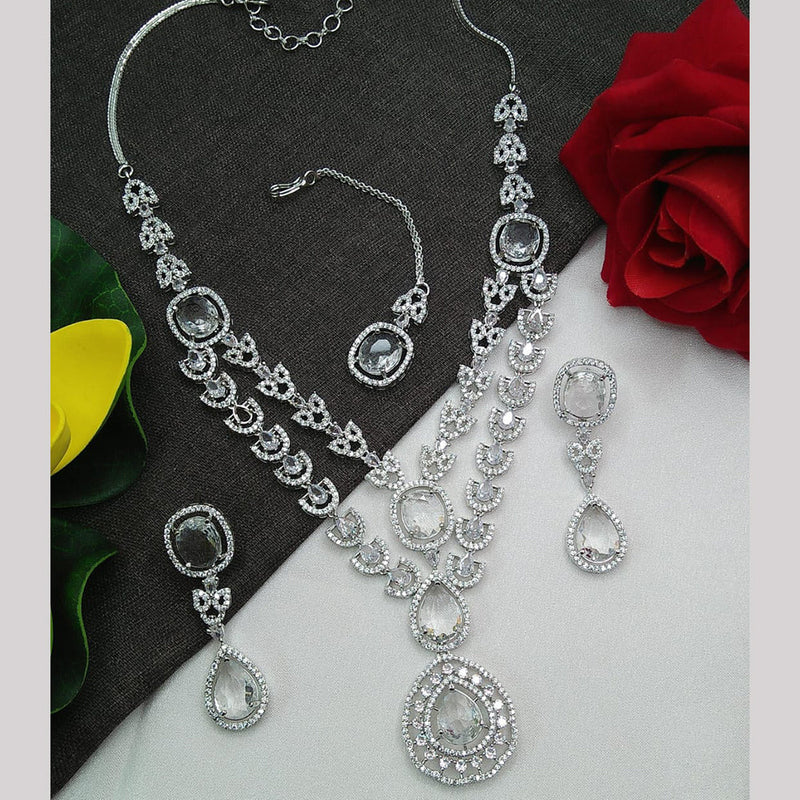 Everlasting Quality Jewels Silver Plated AD Necklace Set