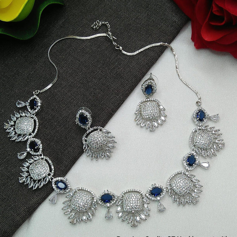 Everlasting Quality Jewels Silver Plated AD Choker Necklace Set