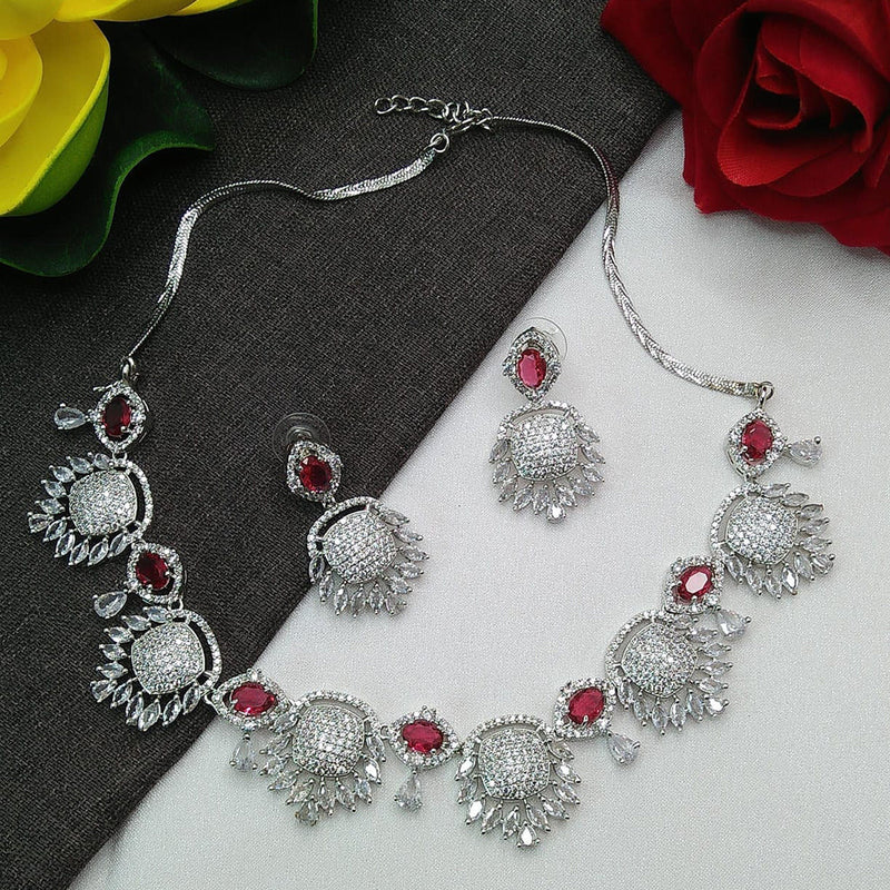 Everlasting Quality Jewels Silver Plated AD Choker Necklace Set