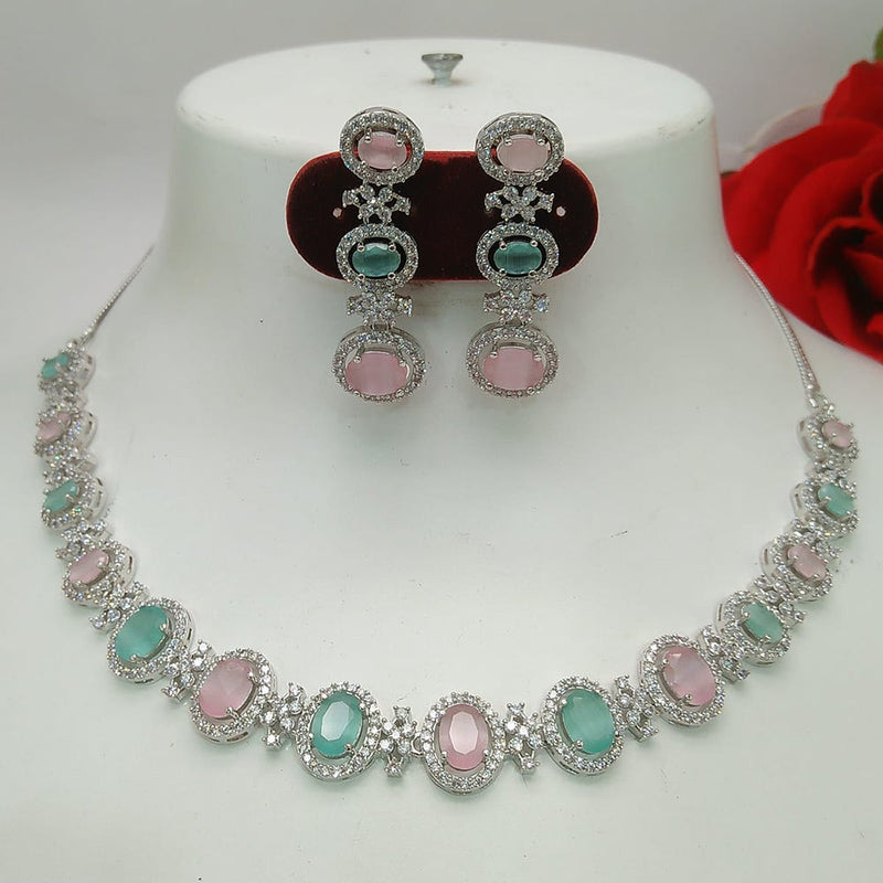 Everlasting Quality Jewels Silver Plated AD Necklace Set