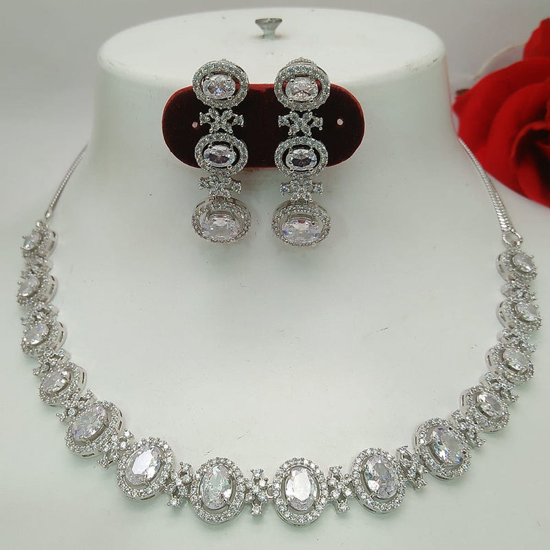 Everlasting Quality Jewels Silver Plated AD Necklace Set