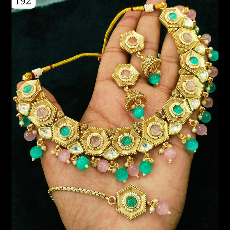 Everlasting Quality Jewels Gold Plated Polki Kundan Necklace Set