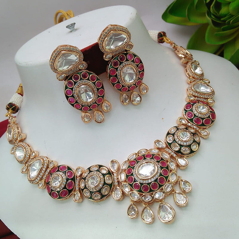 Everlasting Quality Jewels Gold Plated Polki Kundan Necklace Set