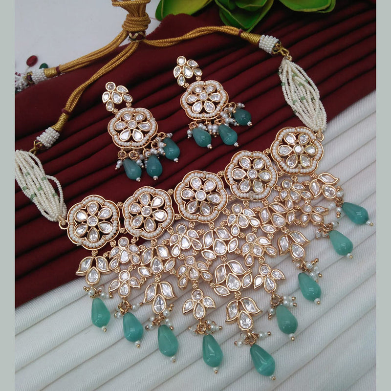 Everlasting Quality Jewels Gold Plated Polki Kundan Necklace Set