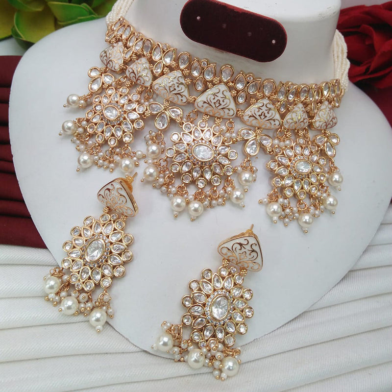 Everlasting Quality Jewels Gold Plated Polki Kundan Necklace Set