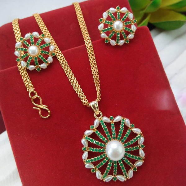 Everlasting Quality Jewels Gold Plated Pearl Chain Pendant Set