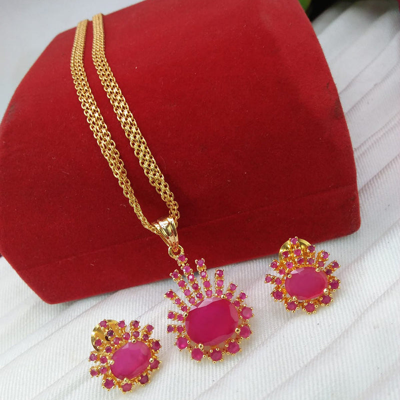 Everlasting Quality Jewels Gold Plated Pota Stone Chain Pendant Set