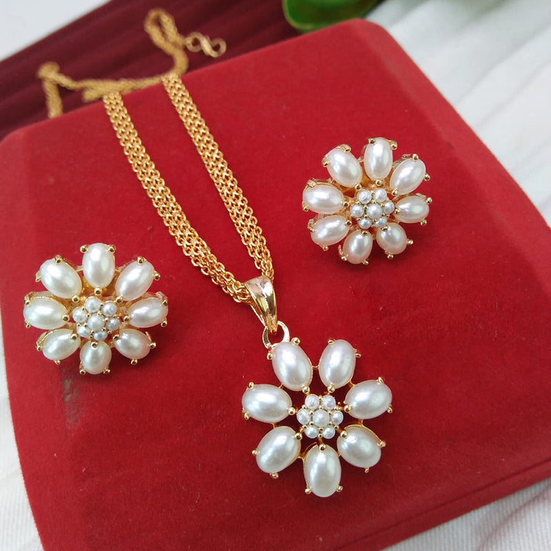 Everlasting Quality Jewels Gold Plated Pearl Chain Pendant Set