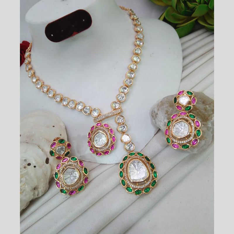 Everlasting Quality Jewels Gold Plated Polki Kundan Necklace Set