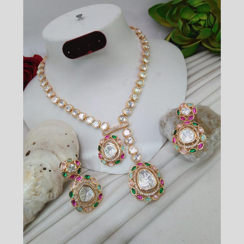 Everlasting Quality Jewels Gold Plated Polki Kundan Necklace Set