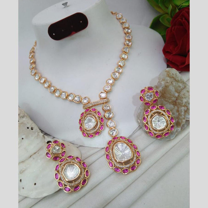 Everlasting Quality Jewels Gold Plated Polki Kundan Necklace Set