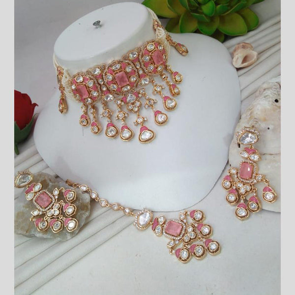 Everlasting Quality Jewels Gold Plated Polki Kundan Choker Necklace Set