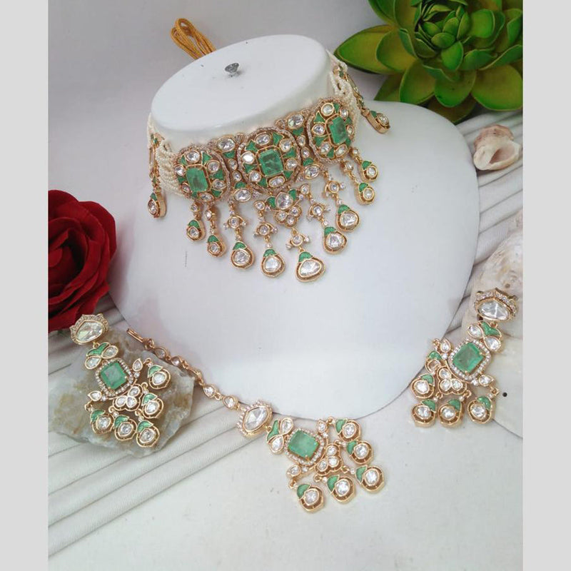 Everlasting Quality Jewels Gold Plated Polki Kundan Choker Necklace Set