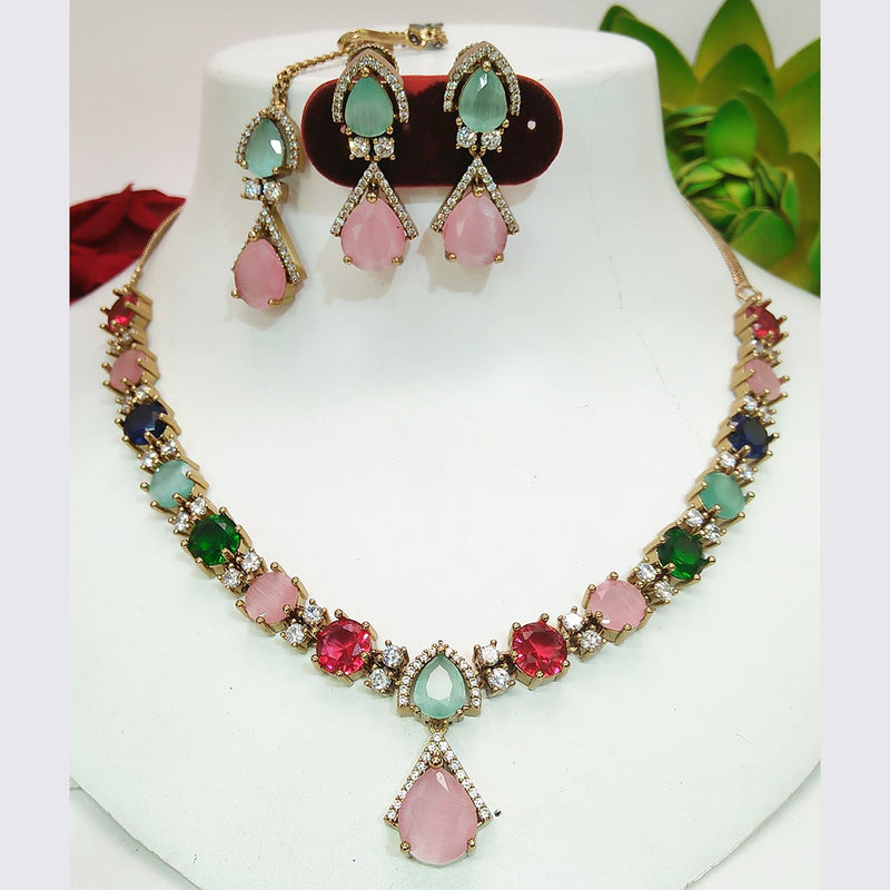 Everlasting Quality Jewels Gold Plated Crystal Stone Necklace Set