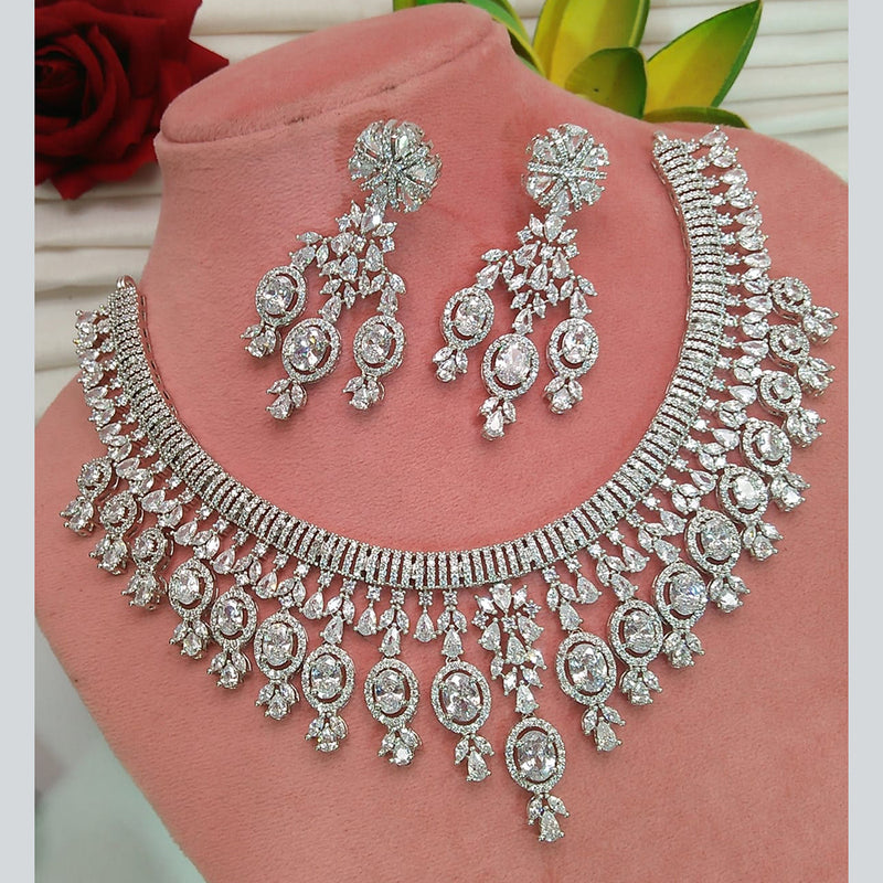 Everlasting Quality Jewels Silver Plated AD Necklace Set