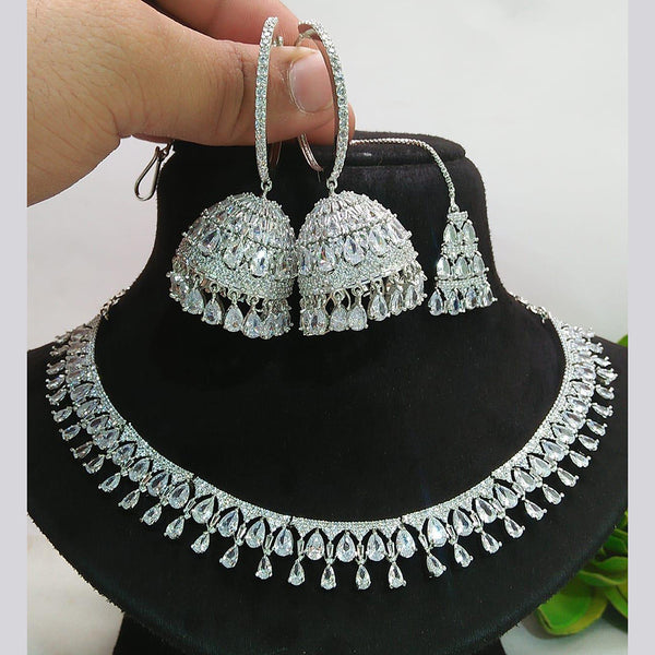 Everlasting Quality Jewels Silver Plated AD Necklace Set