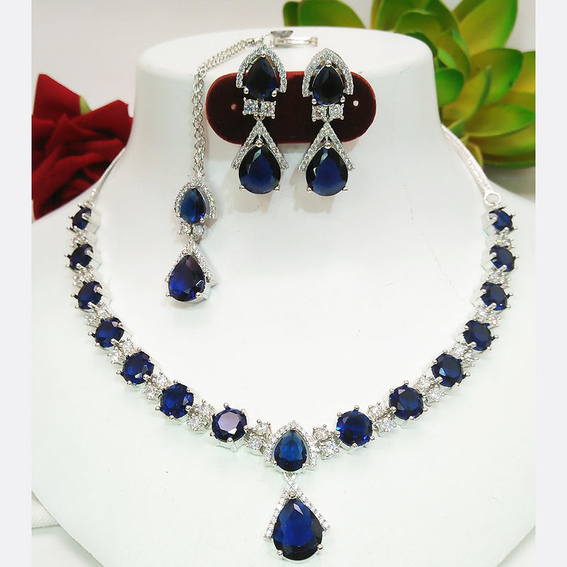 Everlasting Quality Jewels Silver Plated AD Necklace Set