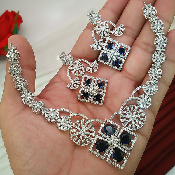 Everlasting Quality Jewels Silver Plated AD Necklace Set