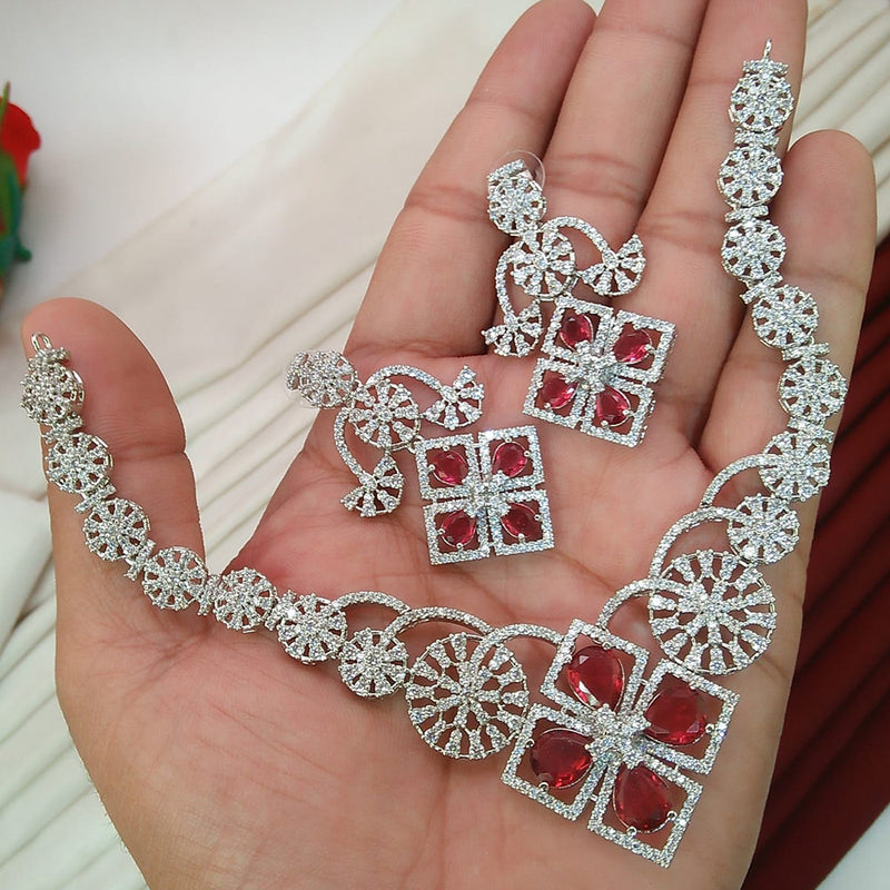 Everlasting Quality Jewels Silver Plated AD Necklace Set