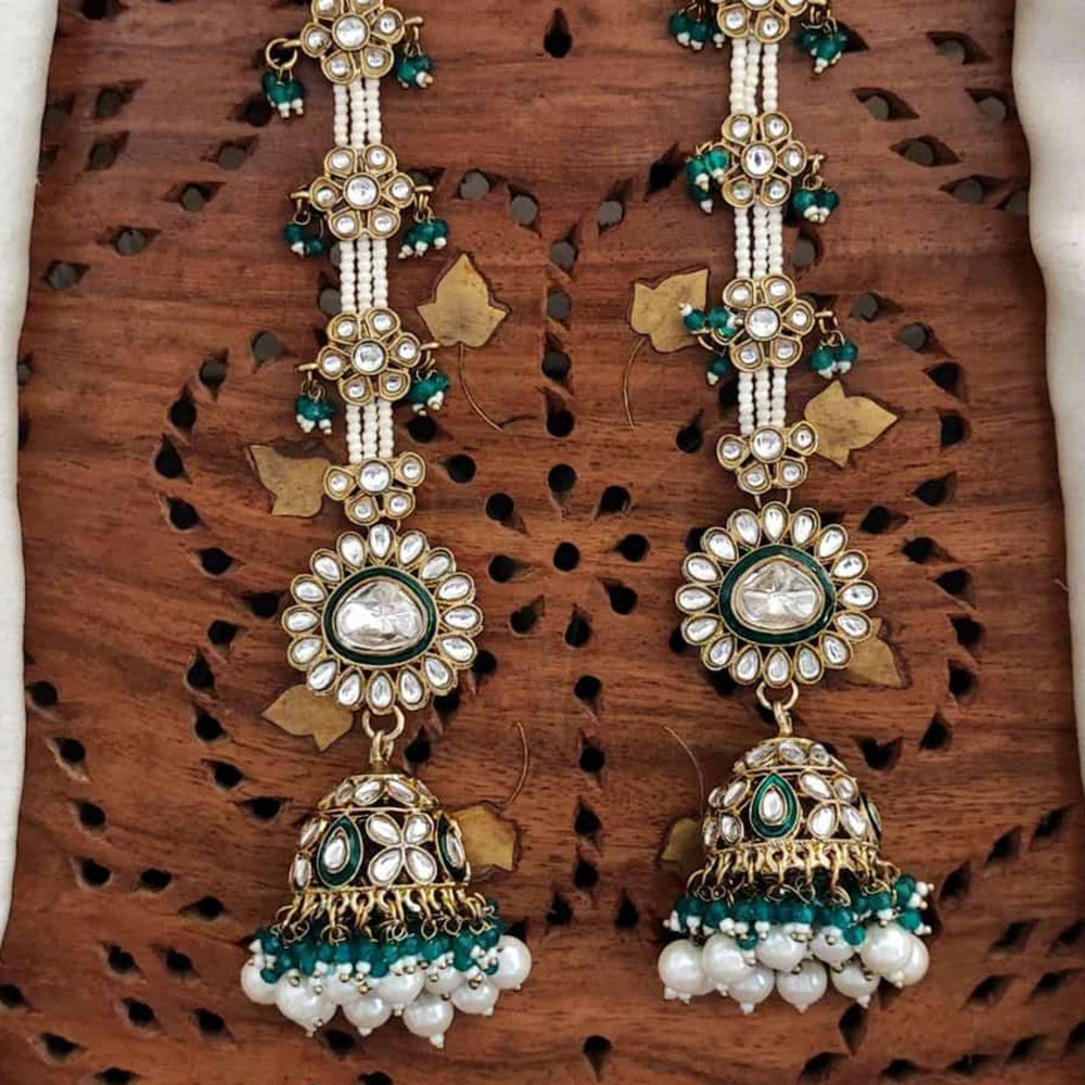 Everlasting Quality Jewels Gold Plated Crystal Stone And Pearls Jhumki Earrings