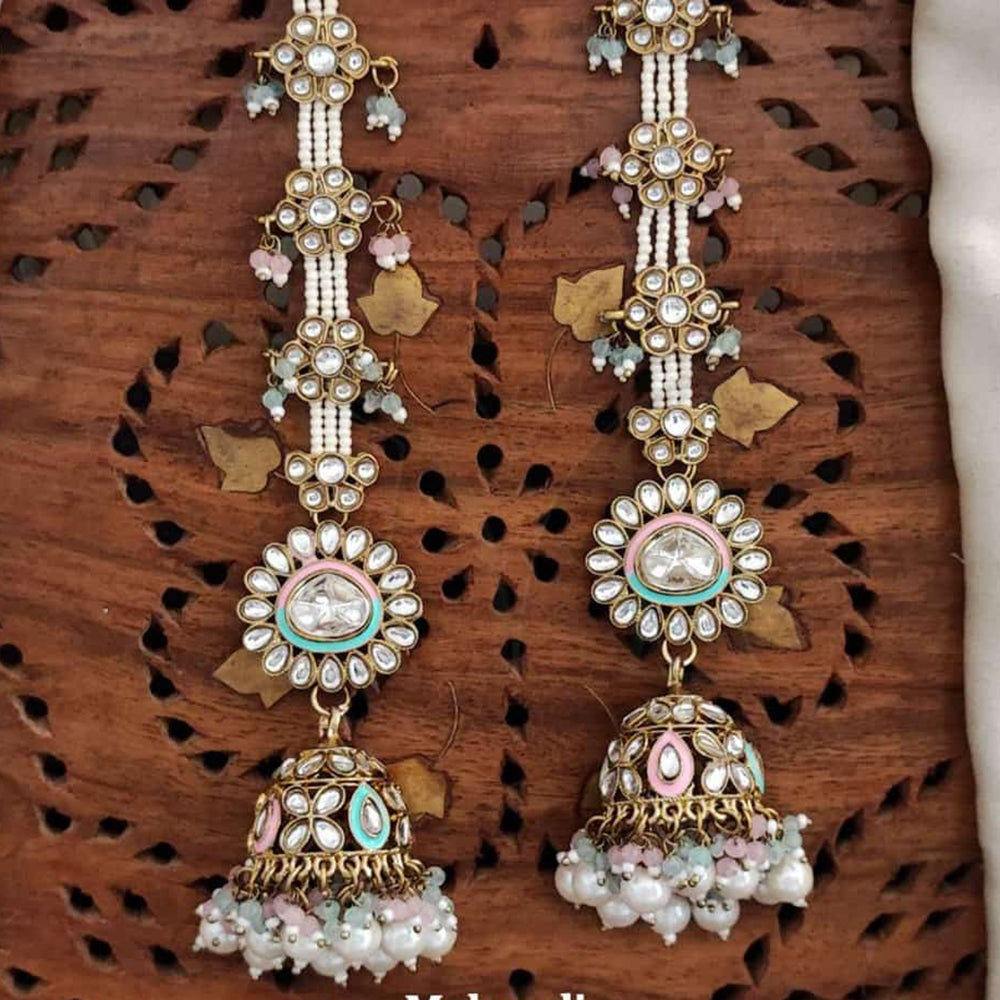 Everlasting Quality Jewels Gold Plated Crystal Stone And Pearls Jhumki Earrings