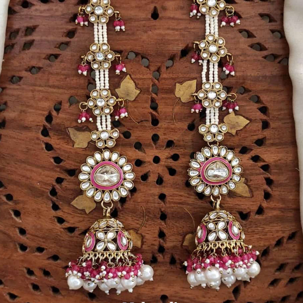 Everlasting Quality Jewels Gold Plated Crystal Stone And Pearls Jhumki Earrings