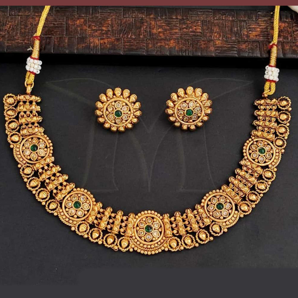 Everlasting Quality Jewels Gold Plated Pota Stone Necklace Set