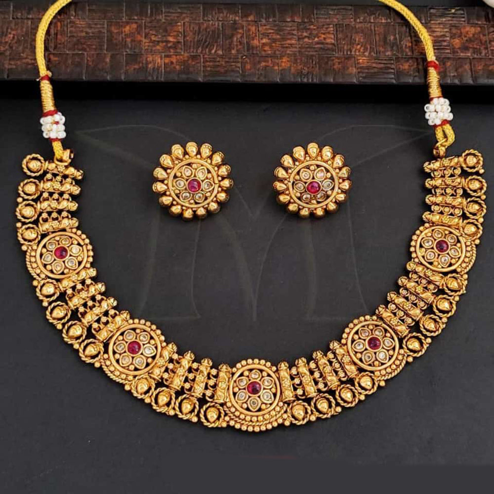 Everlasting Quality Jewels Gold Plated Pota Stone Necklace Set