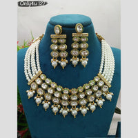 Everlasting Quality Jewels Gold Plated Crystal Stone And Pearl Necklace Set