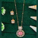 Everlasting Quality Jewels Rose-Gold Plated American Diamond Pendant Set