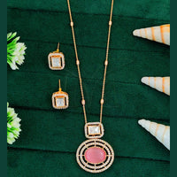 Everlasting Quality Jewels Rose-Gold Plated American Diamond Pendant Set