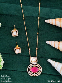 Everlasting Quality Jewels Rose-Gold Plated American Diamond Pendant Set