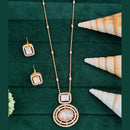 Everlasting Quality Jewels Rose-Gold Plated American Diamond Pendant Set