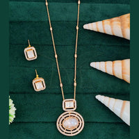 Everlasting Quality Jewels Rose-Gold Plated American Diamond Pendant Set