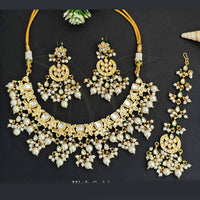 Everlasting Quality Jewels Gold Plated Kundan Beads And Pearl Necklace Set
