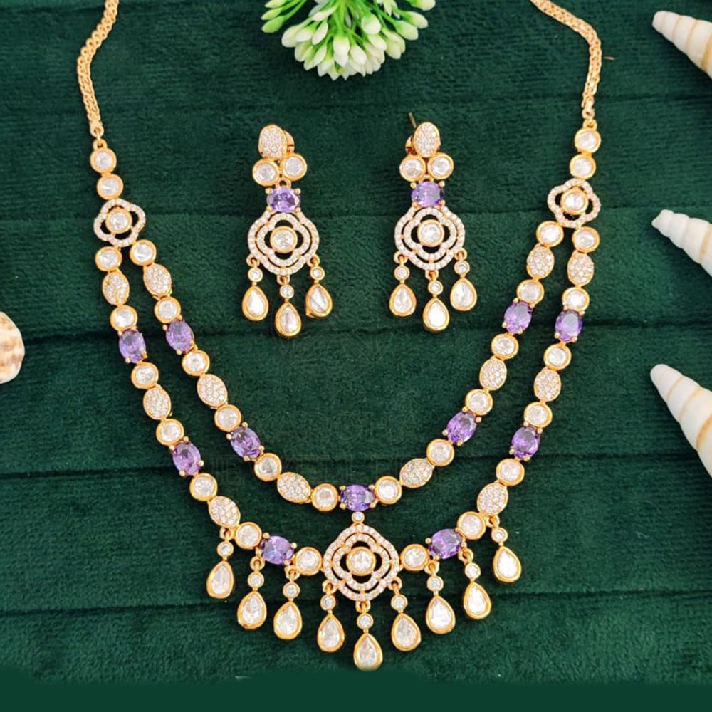Everlasting Quality Jewels Gold Plated American Diamond Necklace Set