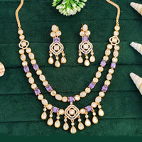 Everlasting Quality Jewels Gold Plated American Diamond Necklace Set