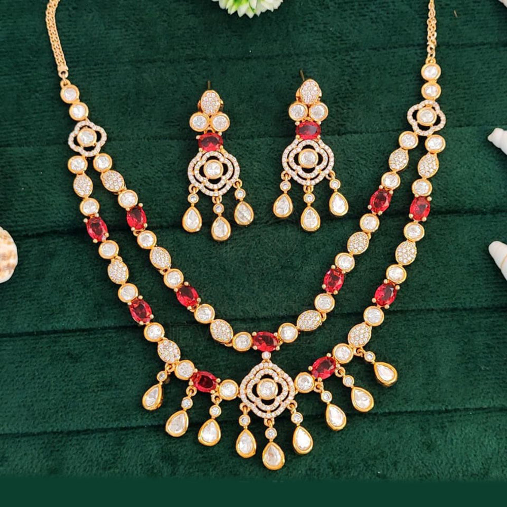 Everlasting Quality Jewels Gold Plated American Diamond Necklace Set