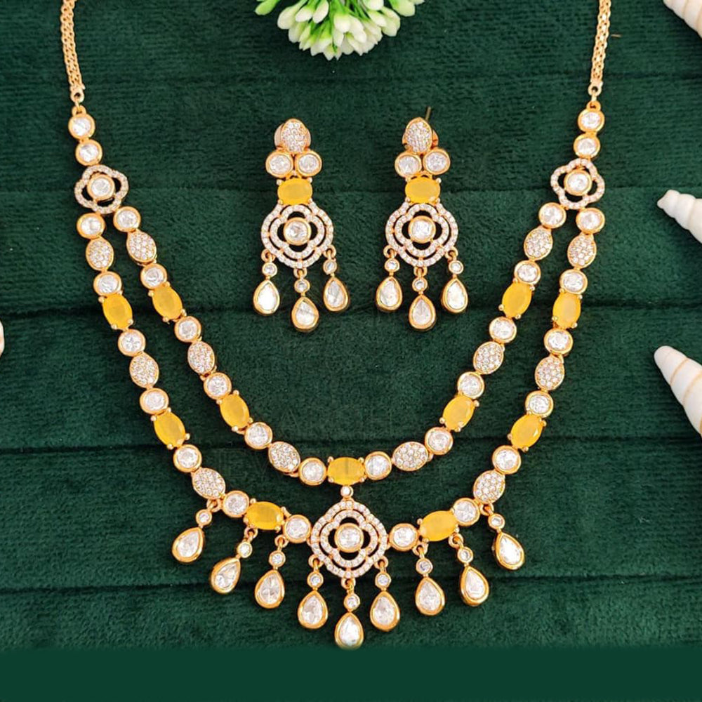 Everlasting Quality Jewels Gold Plated American Diamond Necklace Set