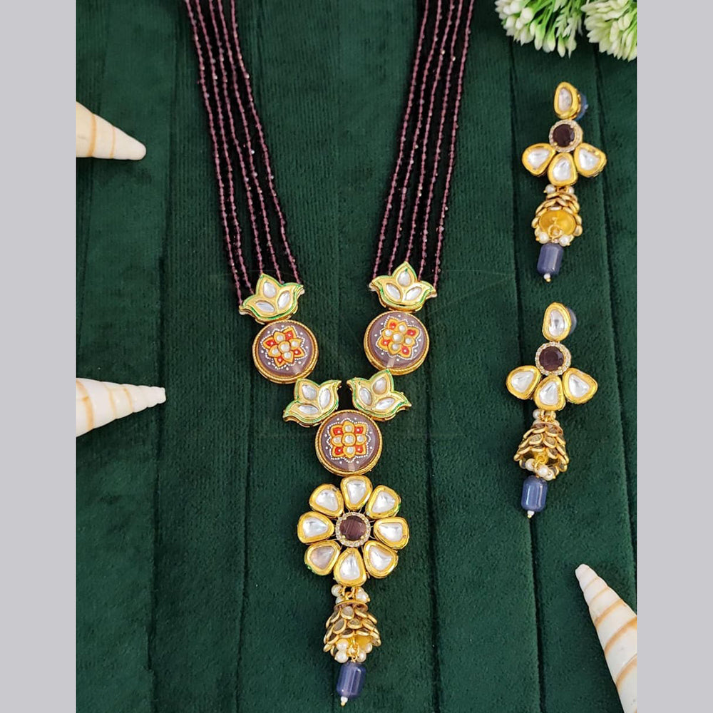 Everlasting Quality Jewels Gold Plated Kundan And Meenakari Necklace Set