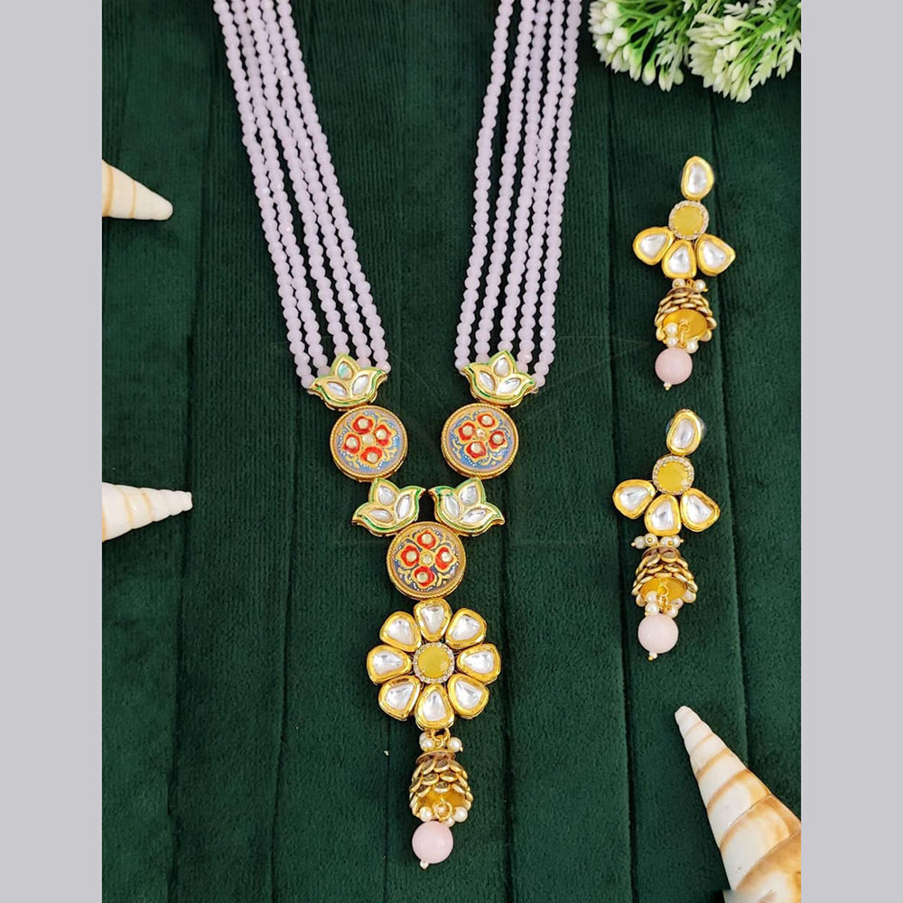 Everlasting Quality Jewels Gold Plated Kundan And Meenakari Necklace Set