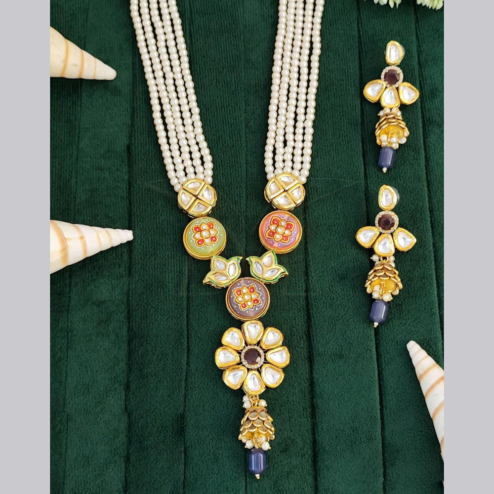 Everlasting Quality Jewels Gold Plated Kundan And Meenakari Necklace Set